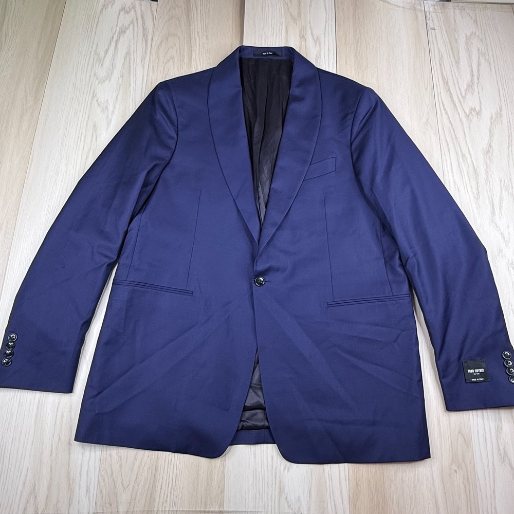 Todd Snyder Mens Navy Blue Single-Breasted Twill Shawl Collar Tuxedo Blazer 44L